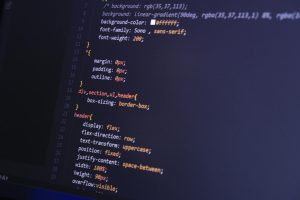CSS code displayed on a computer screen highlighting programming concepts and technology.