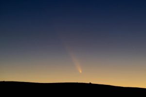 A stunning view of Comet Neowise streaking across the twilight sky over Wenatchee, WA.